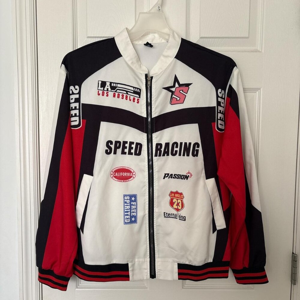 Lightweight Racing Jacket with Sponsorship Style Logos.